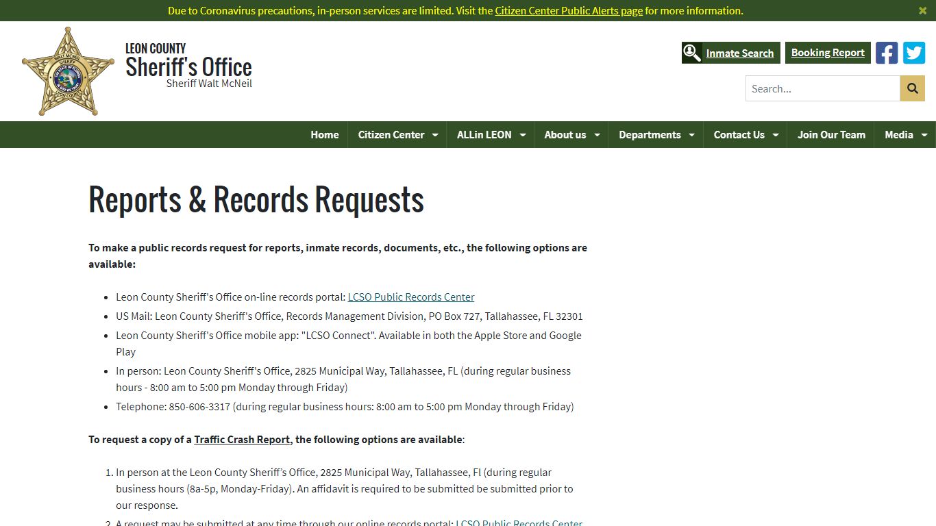Records & Reports Requests - Leon County Sheriff's Office